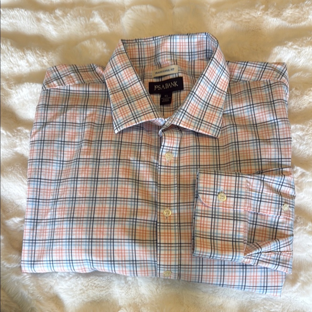 Jos. A. Bank Blue and Orange Casual Button Down Shirt